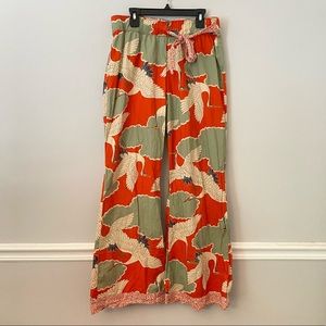 Lilka Anthropologie orange crane lounge pants M